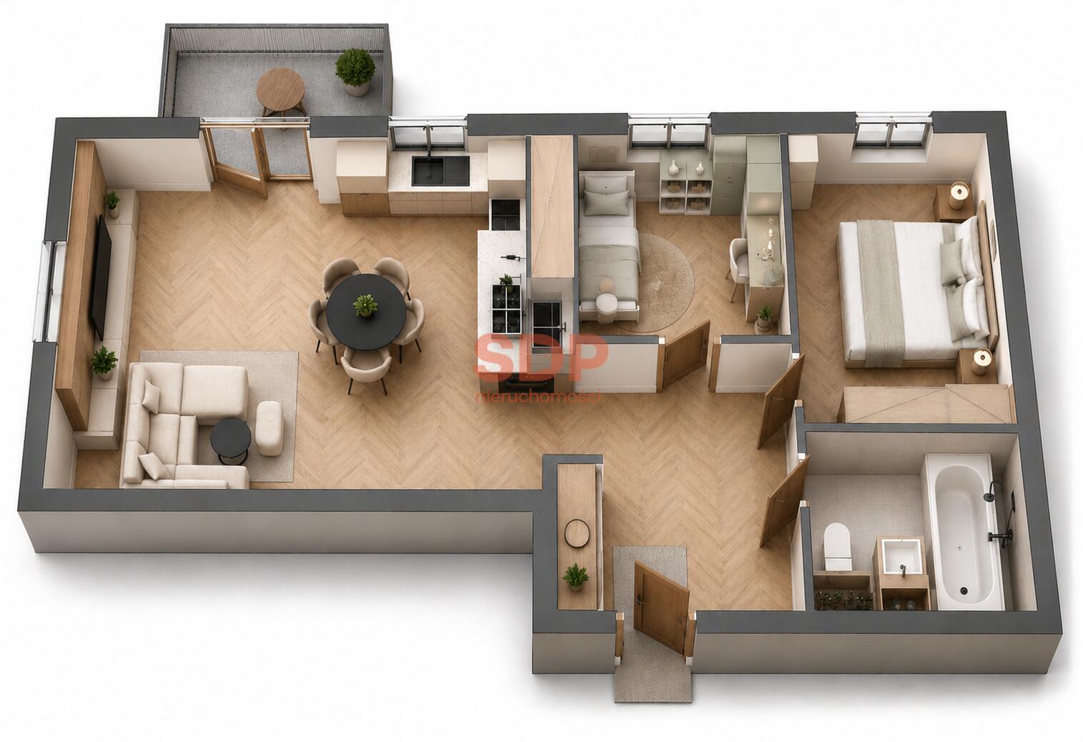 Narożny salon pełen światła | Balkon | Miejsce postojowe | Zabrodzie-2